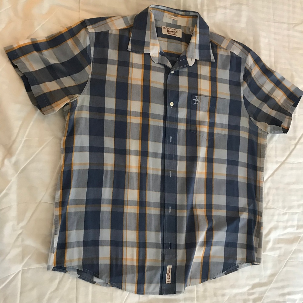Men's XL Original Penguin Short-sleeve Plaid Shirt